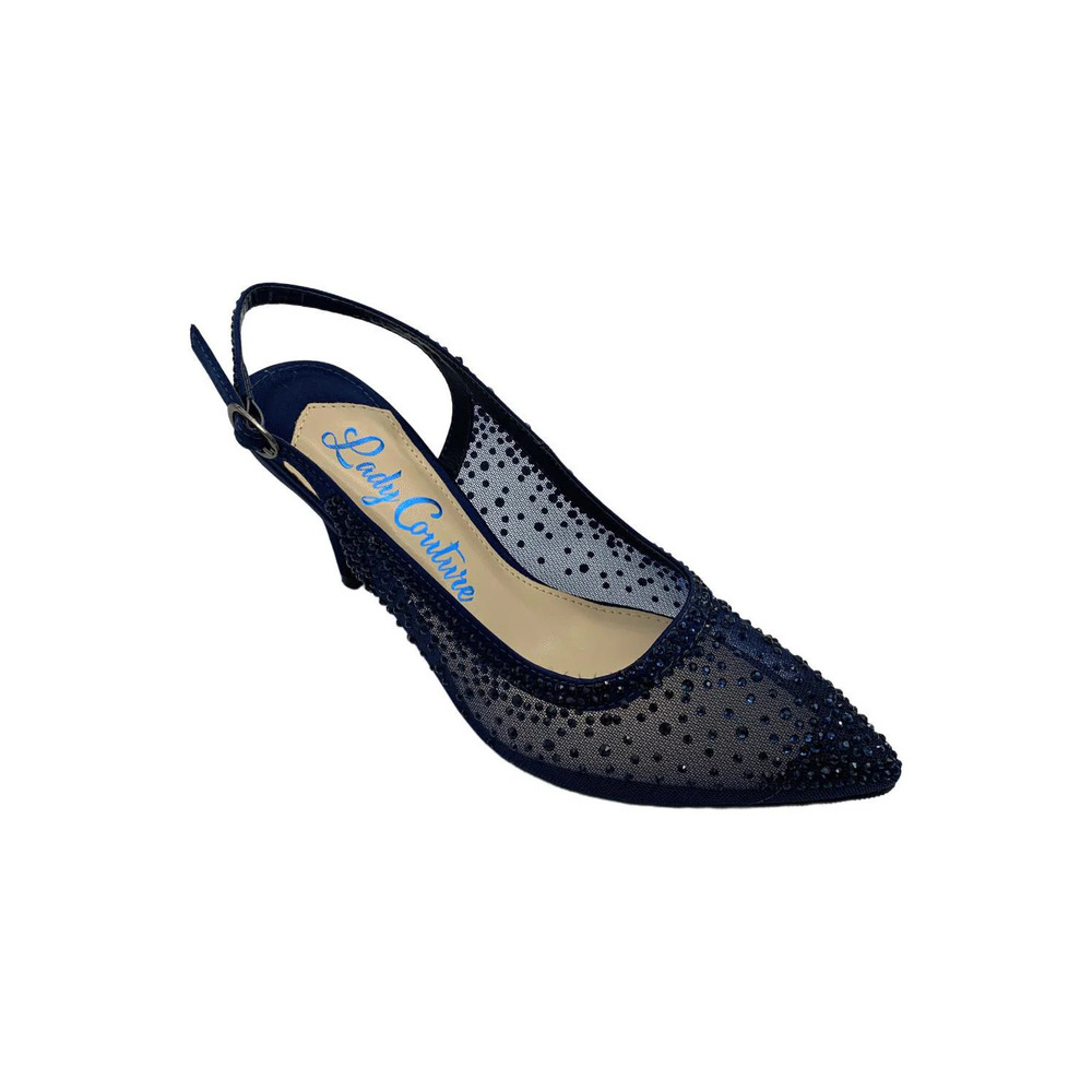 Lady Couture of NY Women's Lola Slingback Pointed Toe Heel Navy - Medium